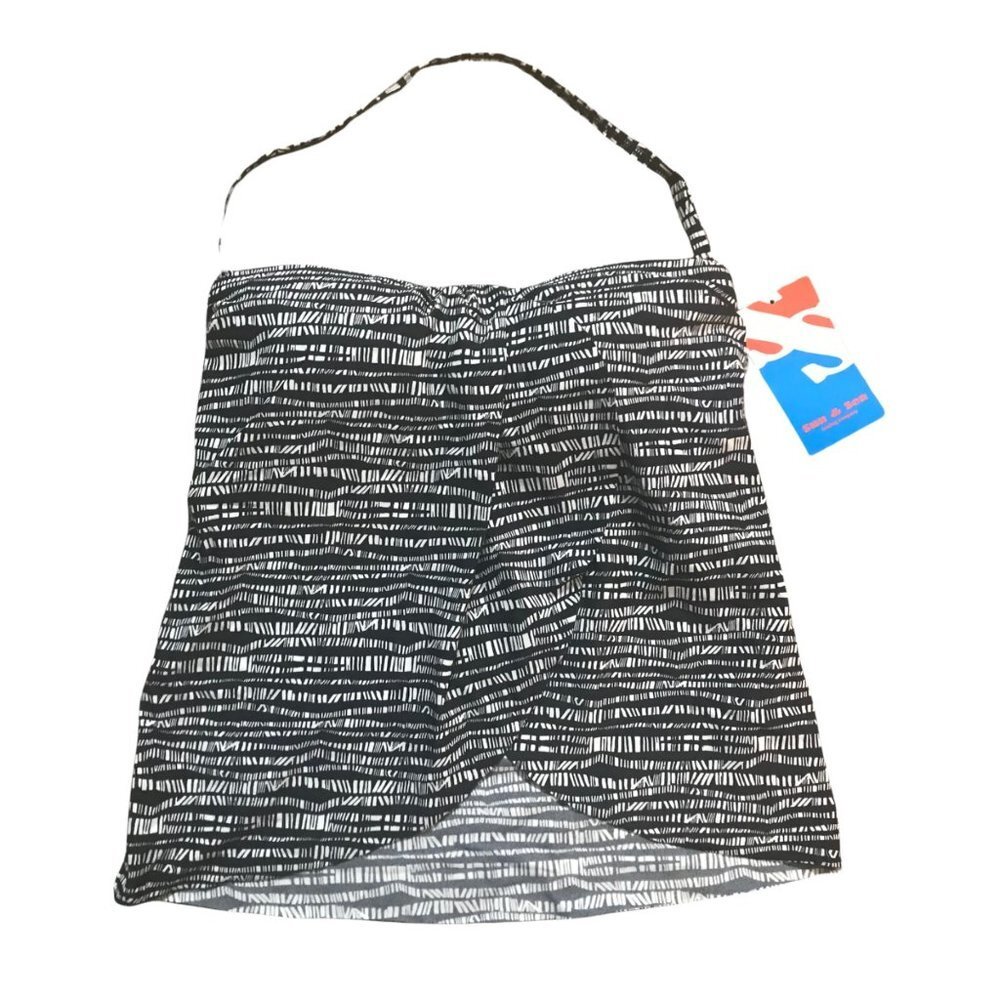 Sun & Sea Tankini Top Swimsuit NWT Women Size 6 Black White‎ Design Slimming